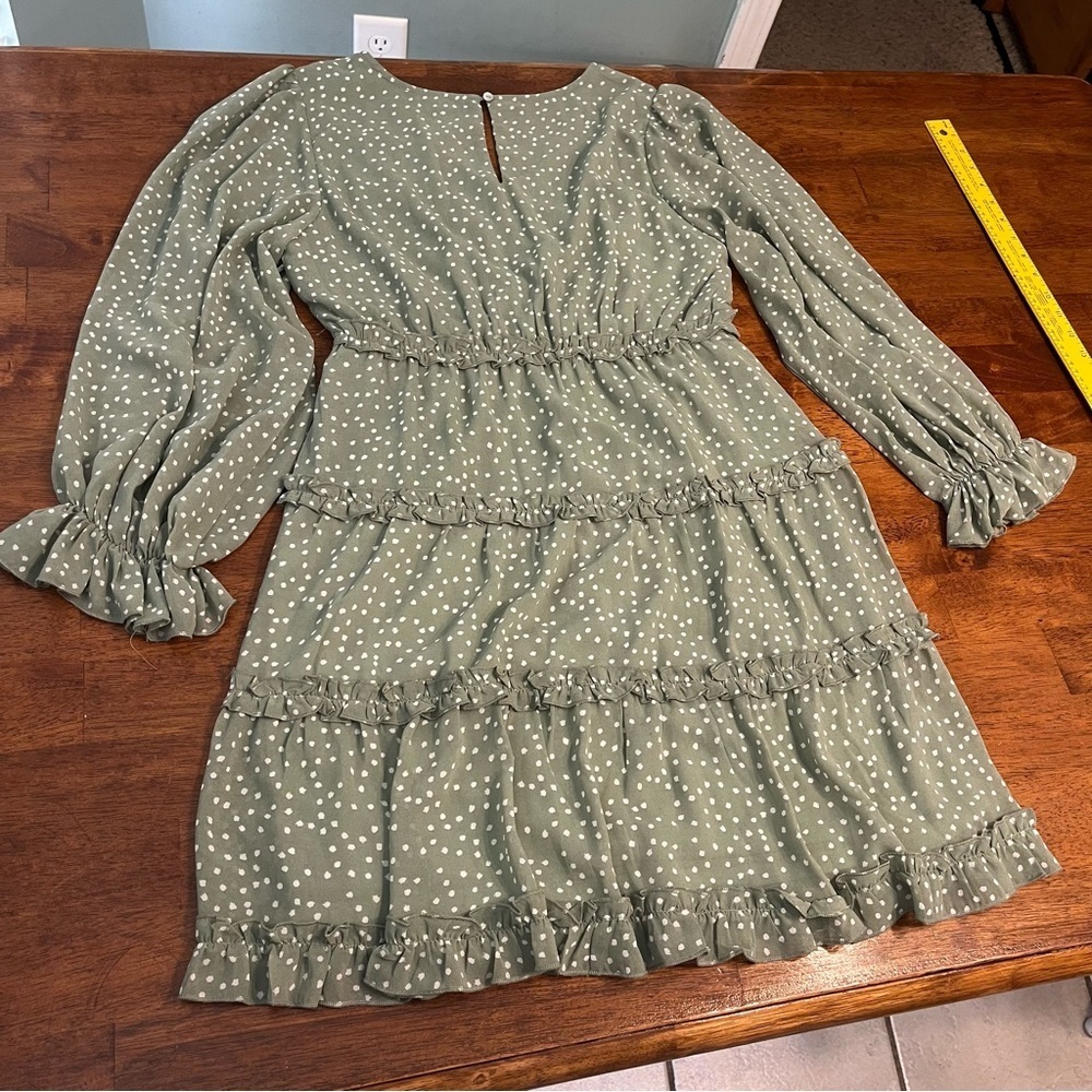 JODIFL Sage Green Dress with White Dots size small - Picture 8 of 8